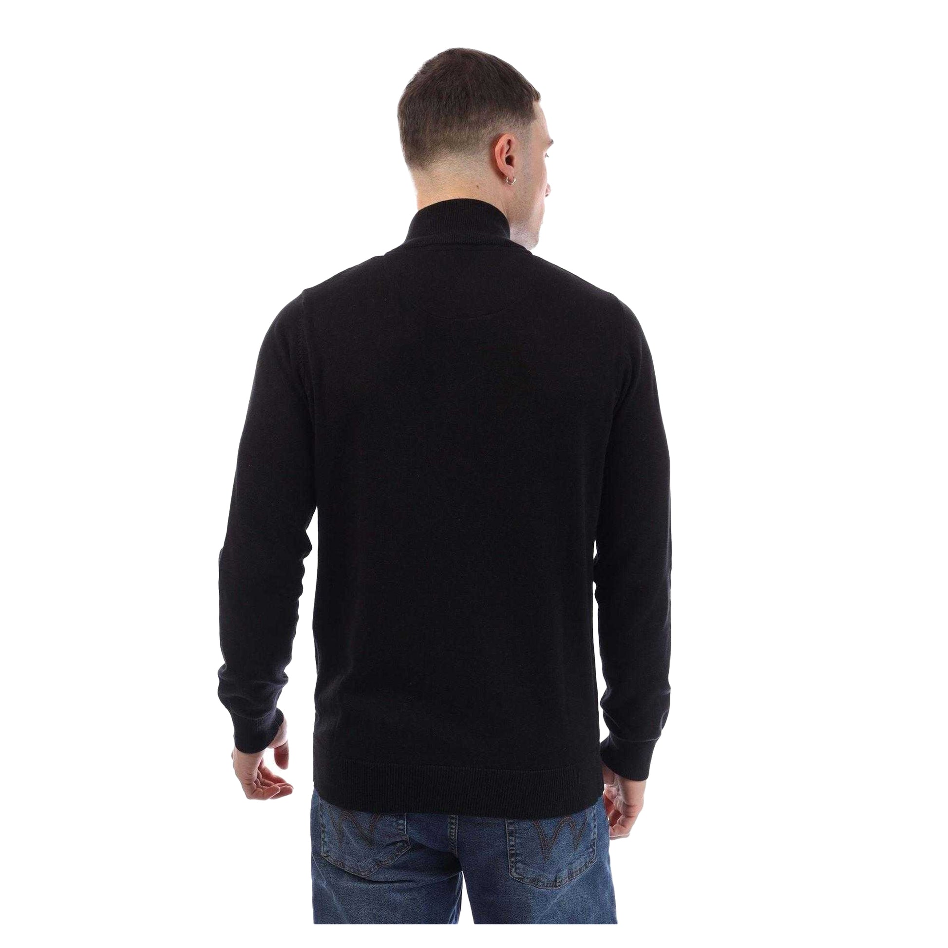Black - Back - Weekend Offender Mens Paraguay Knitted Quarter Zip Jumper
