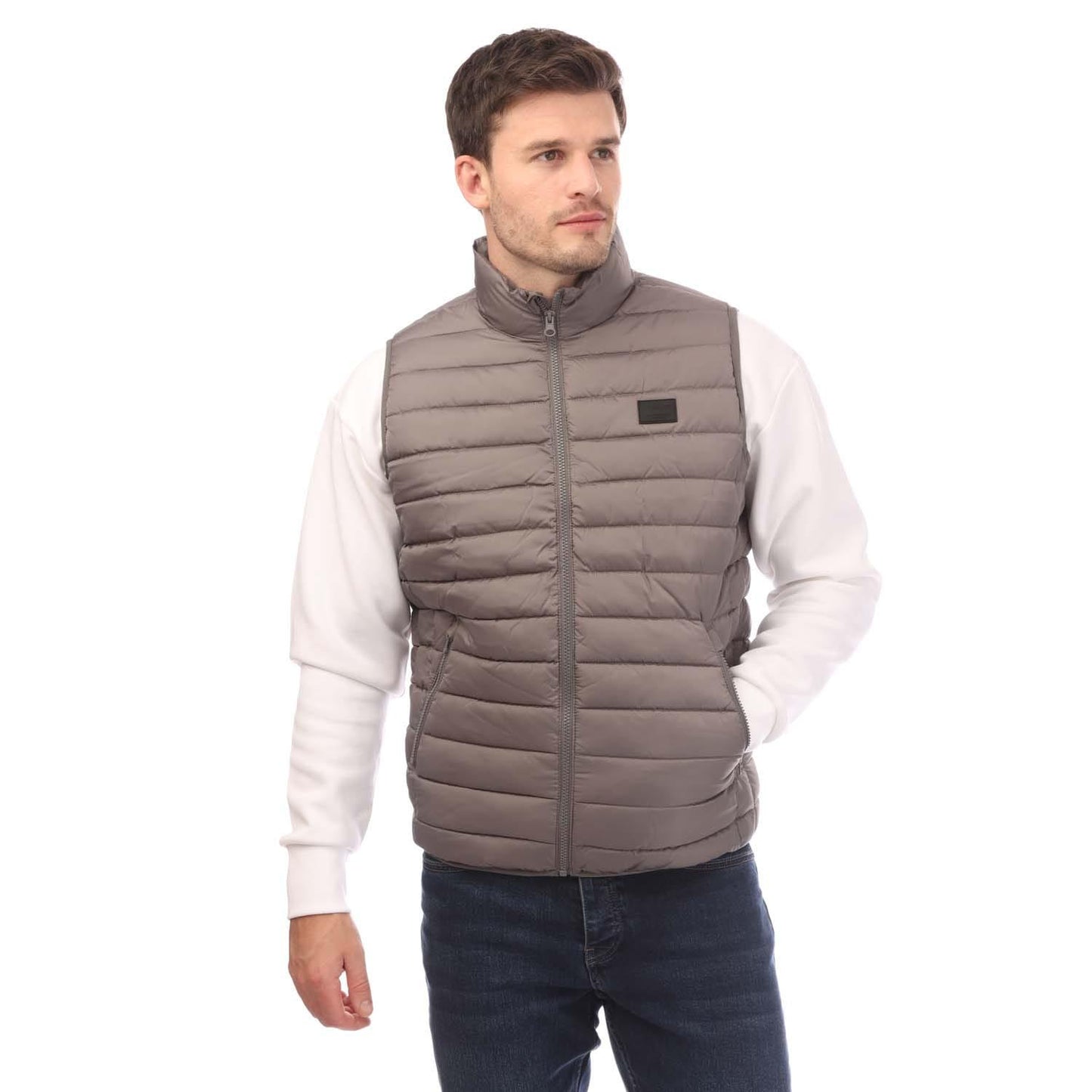 Charcoal - Front - Jack And Jones Mens Wing Gilet