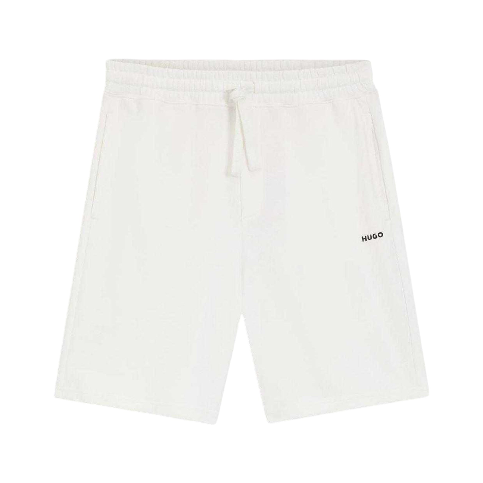 White - Front - Hugo Mens Dayono Cotton Relaxed Fit Shorts