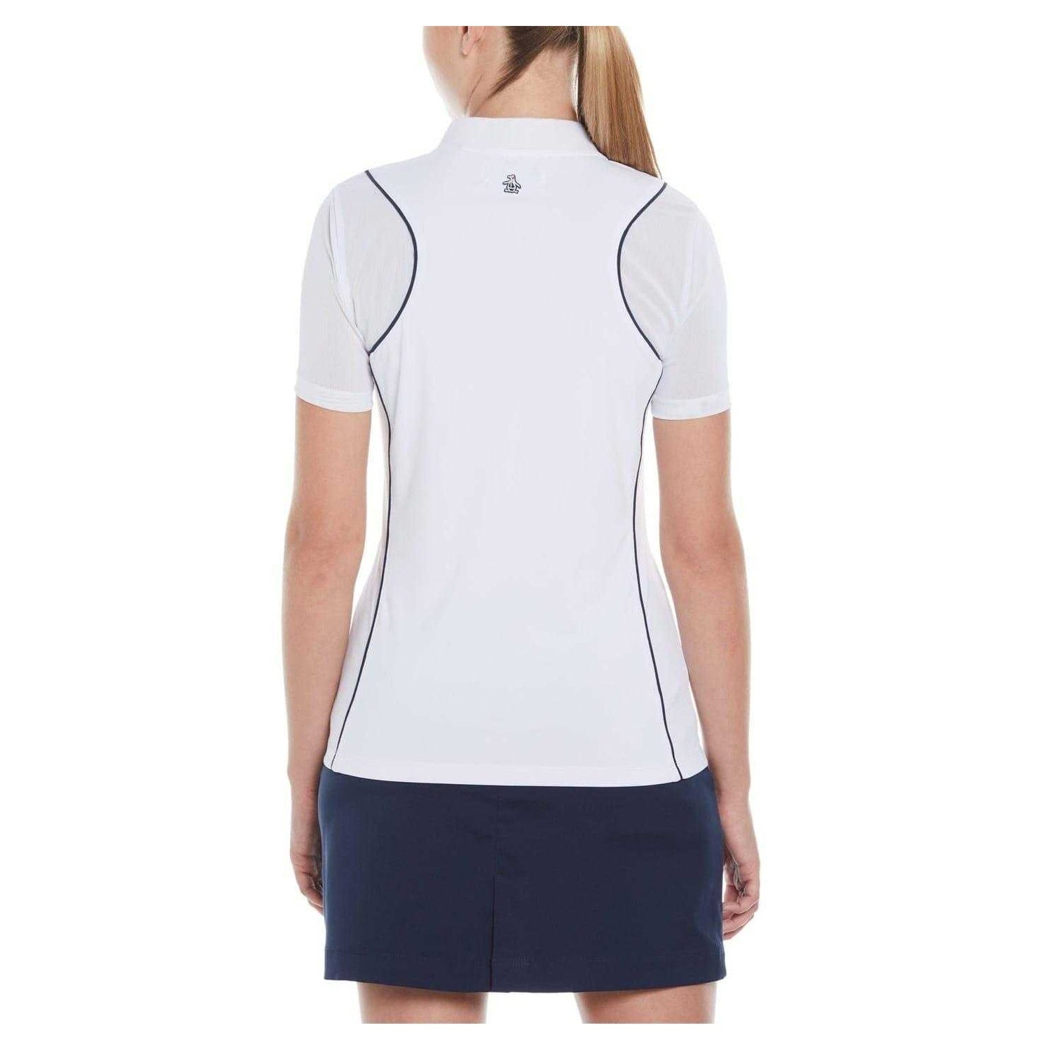 Bright White - Back - Original Penguin Womens-Ladies Contrast Trim Regular Golf Polo Shirt
