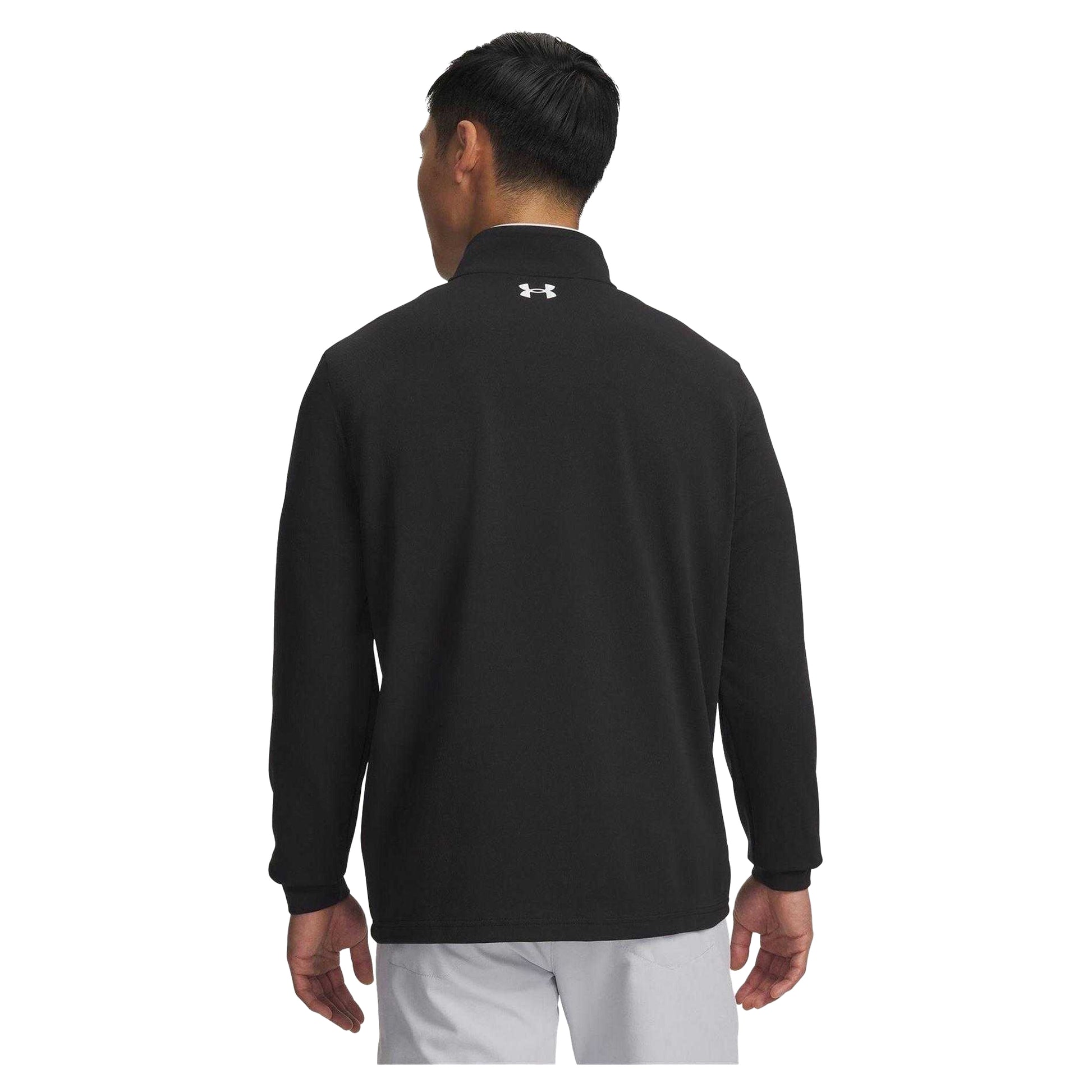 Black-White - Back - Under Armour Mens Matchplay Quarter Zip Fleece Top