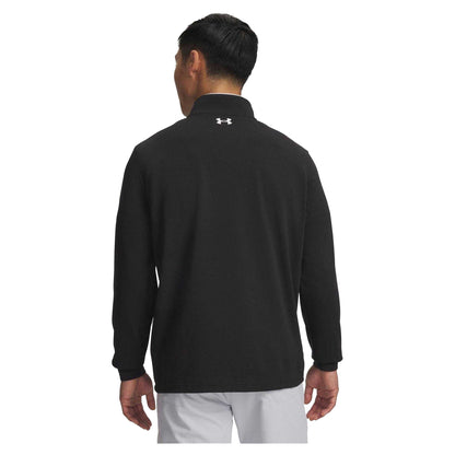 Black-White - Back - Under Armour Mens Matchplay Quarter Zip Fleece Top