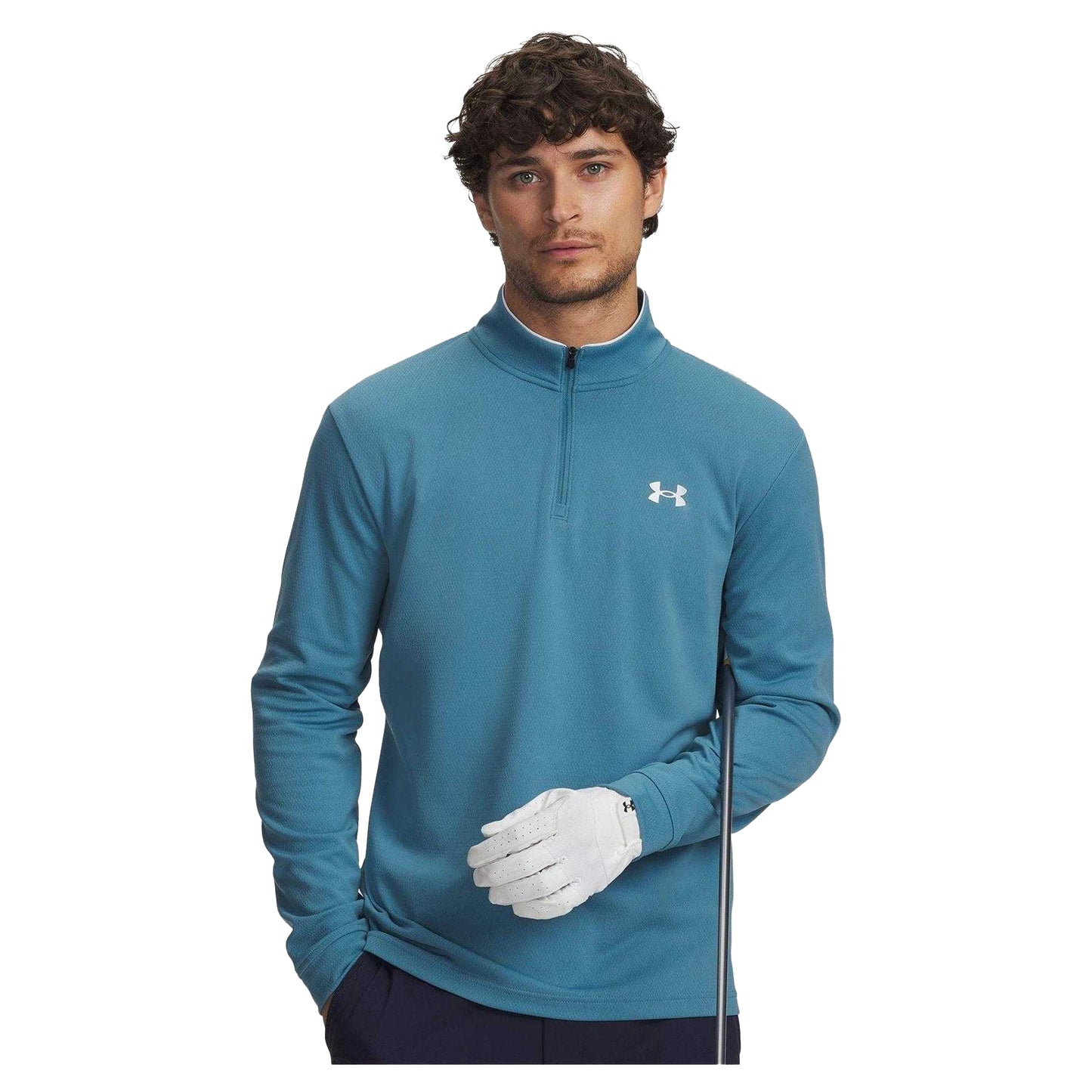 Blue-White - Front - Under Armour Mens Matchplay Quarter Zip Fleece Top