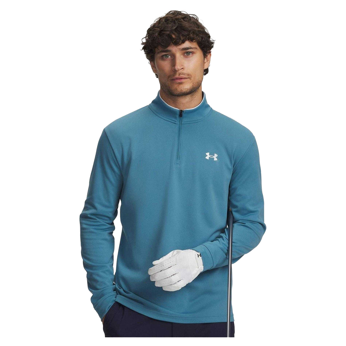 Blue-White - Front - Under Armour Mens Matchplay Quarter Zip Fleece Top
