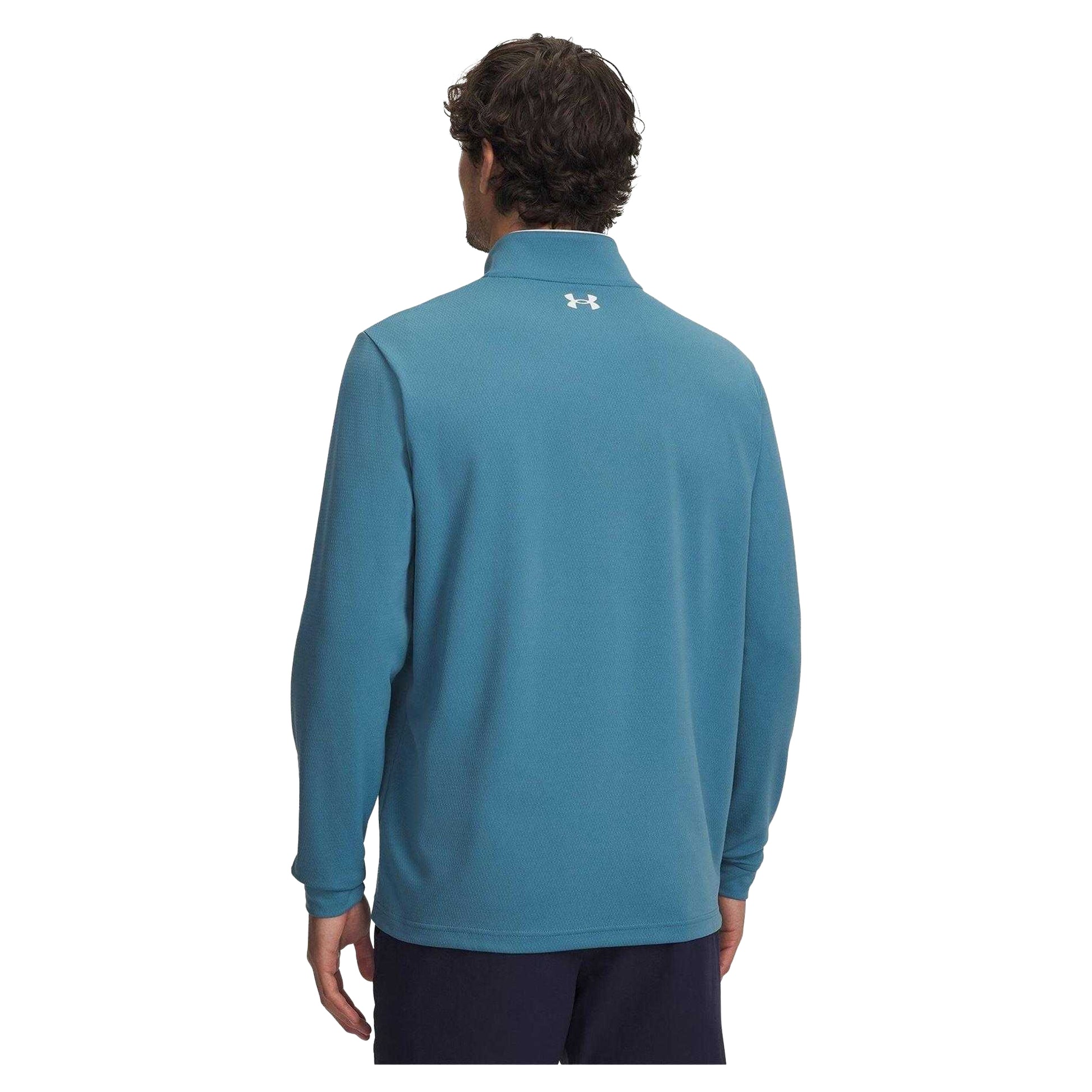 Blue-White - Back - Under Armour Mens Matchplay Quarter Zip Fleece Top