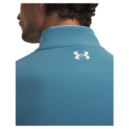 Blue-White - Side - Under Armour Mens Matchplay Quarter Zip Fleece Top