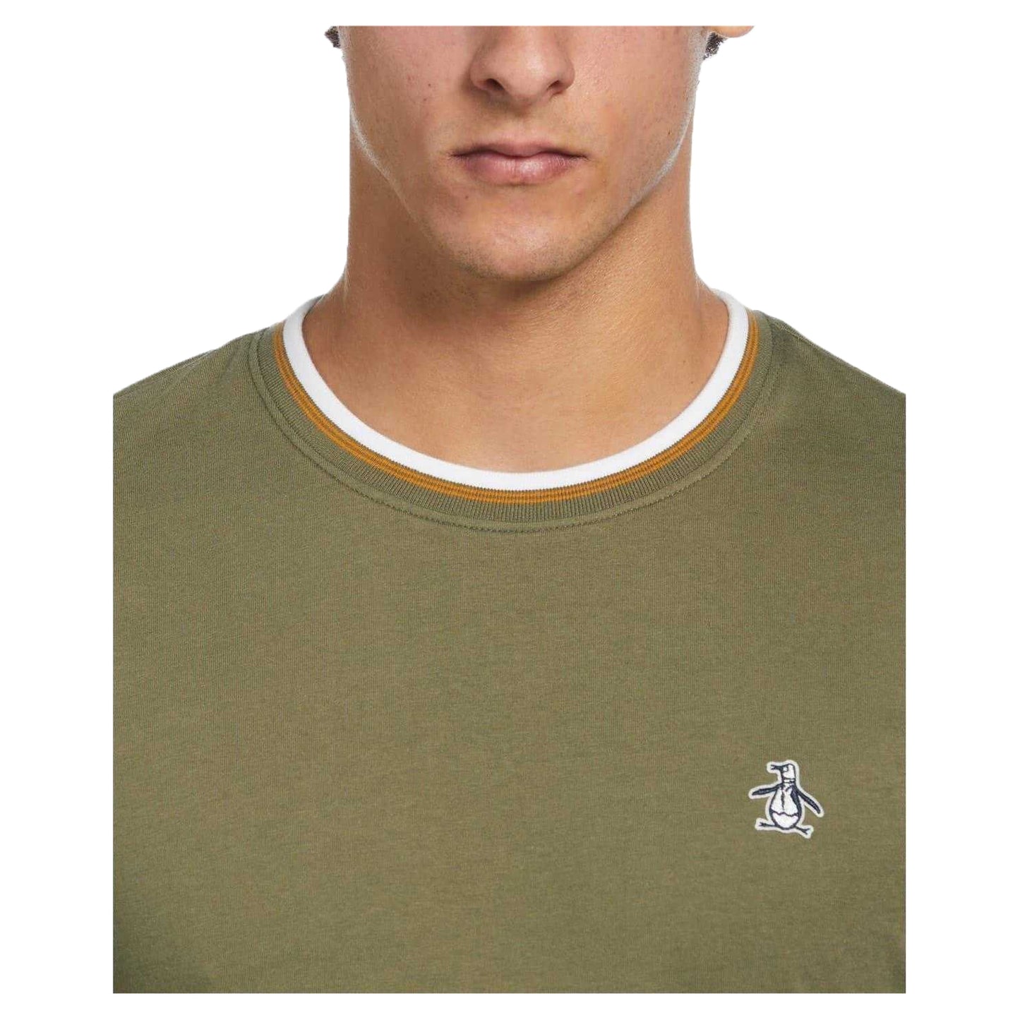 Dusty Olive - Side - Original Penguin Mens Tipped Short-Sleeved T-Shirt