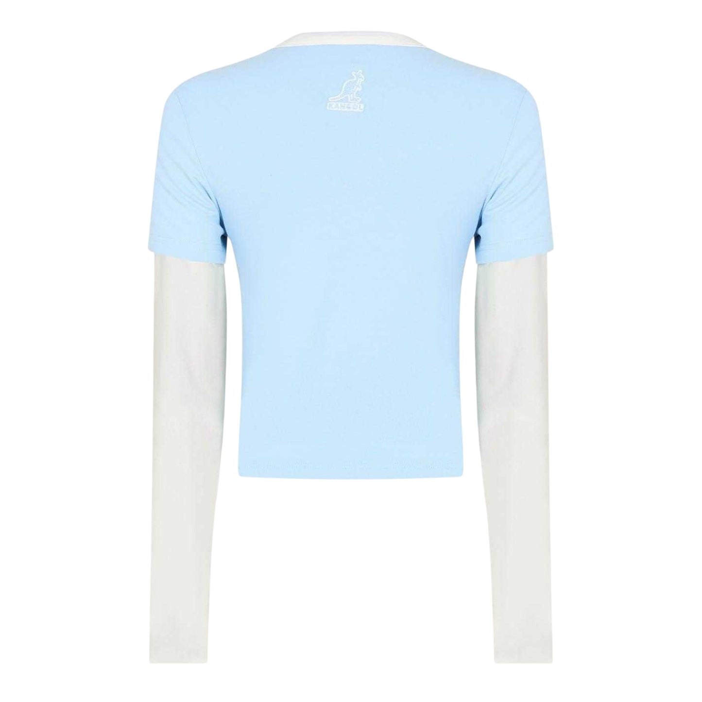 Blue - Back - Kangol Womens-Ladies Contrast Cropped Slim Layered Sleeve T-Shirt