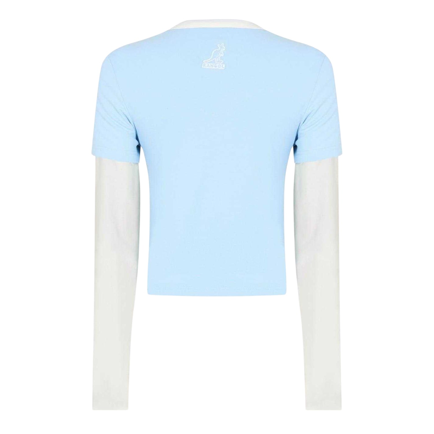Blue - Back - Kangol Womens-Ladies Contrast Cropped Slim Layered Sleeve T-Shirt