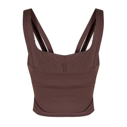 Espresso - Back - USA Womens-Ladies Square Neck Vest Top