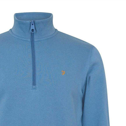 Blue - Back - Farah Mens Wilsdon Fleece Quarter Zip Sweatshirt