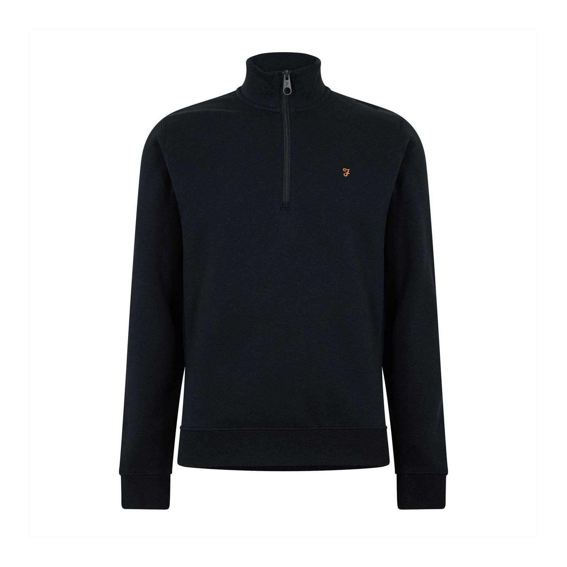 True Navy - Front - Farah Mens Wilsdon Fleece Quarter Zip Sweatshirt