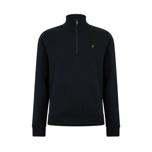 True Navy - Front - Farah Mens Wilsdon Fleece Quarter Zip Sweatshirt