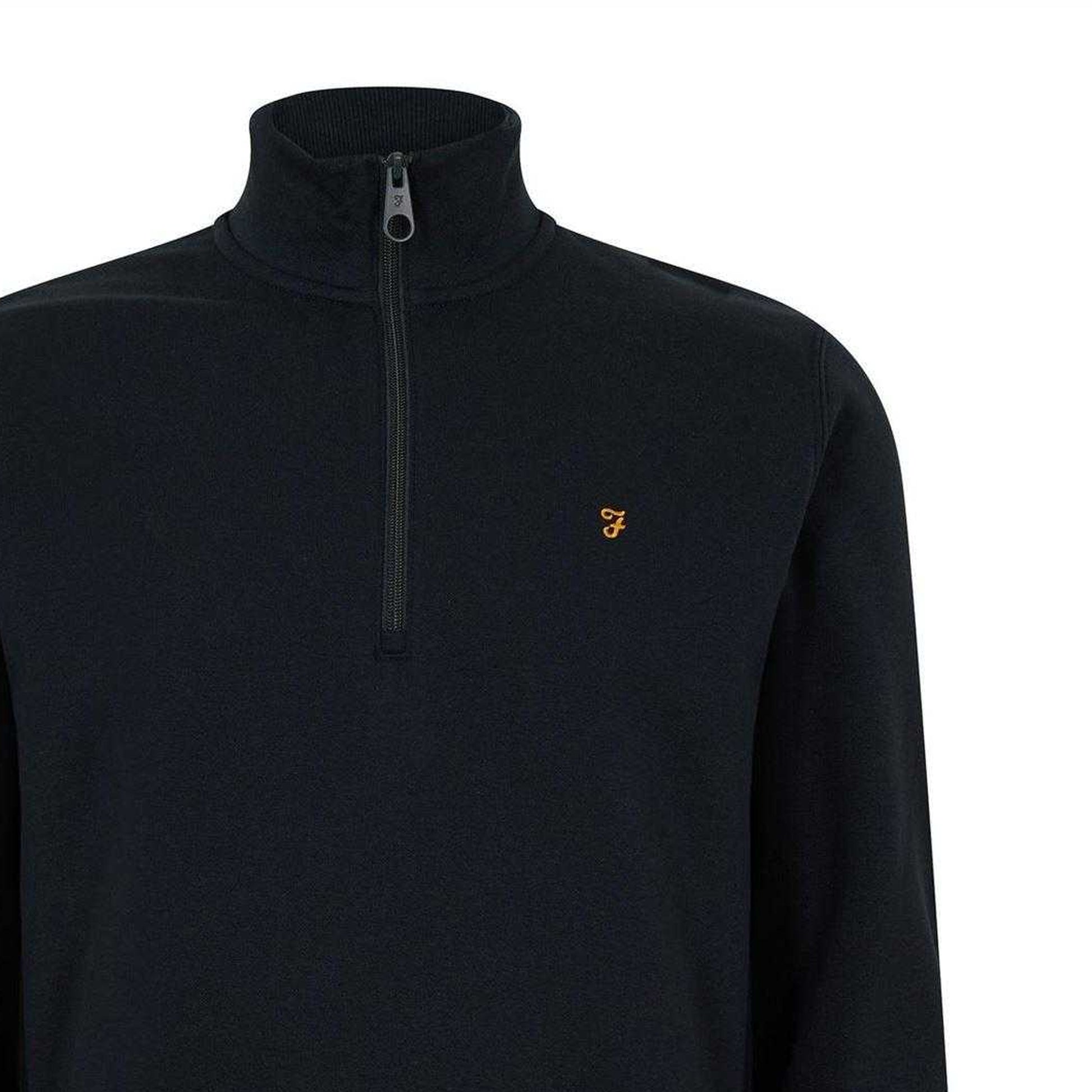 True Navy - Back - Farah Mens Wilsdon Fleece Quarter Zip Sweatshirt