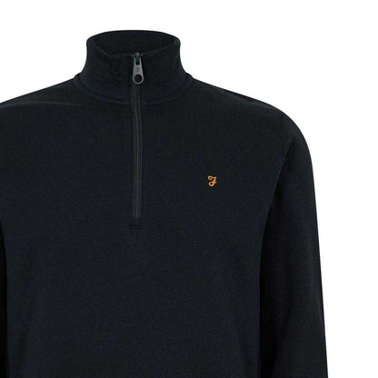True Navy - Back - Farah Mens Wilsdon Fleece Quarter Zip Sweatshirt