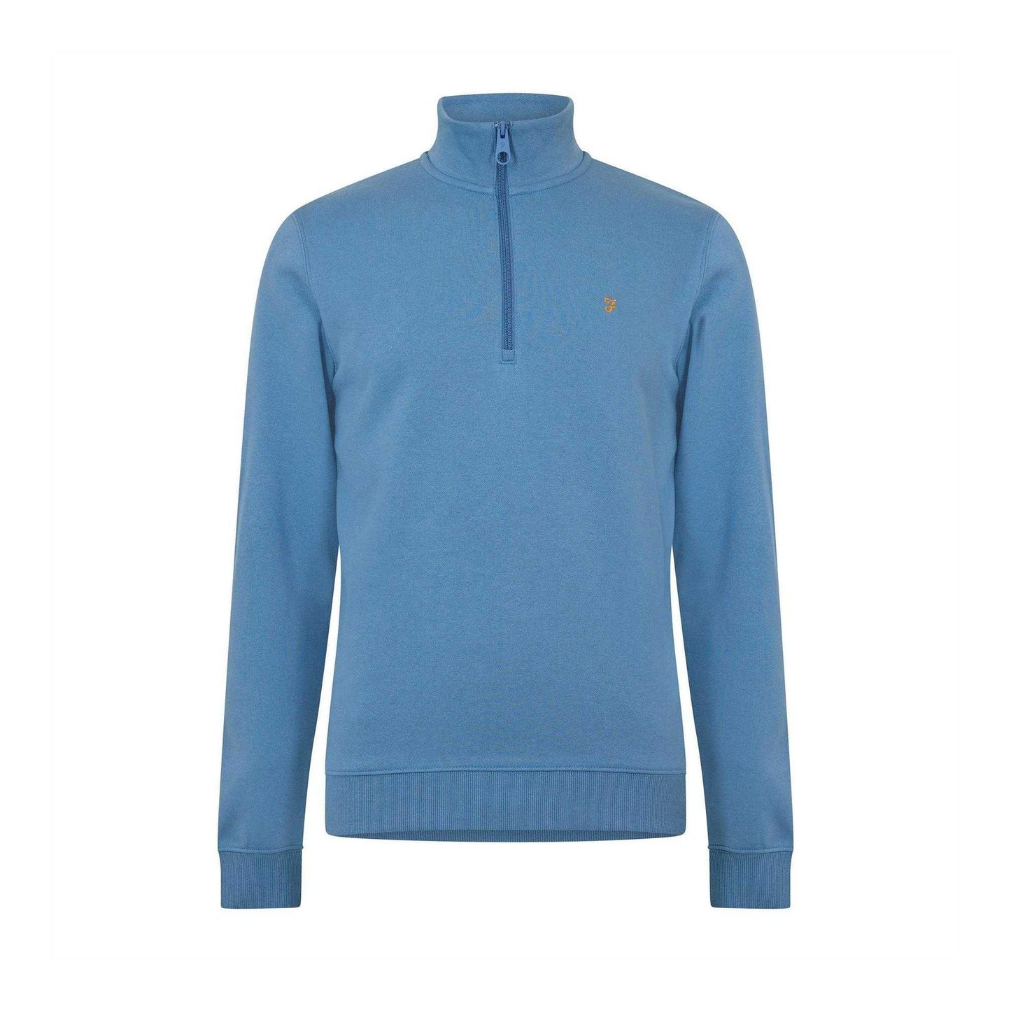 Blue - Front - Farah Mens Wilsdon Fleece Quarter Zip Sweatshirt