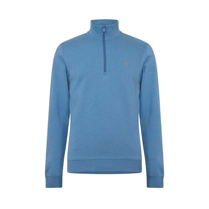 Blue - Front - Farah Mens Wilsdon Fleece Quarter Zip Sweatshirt