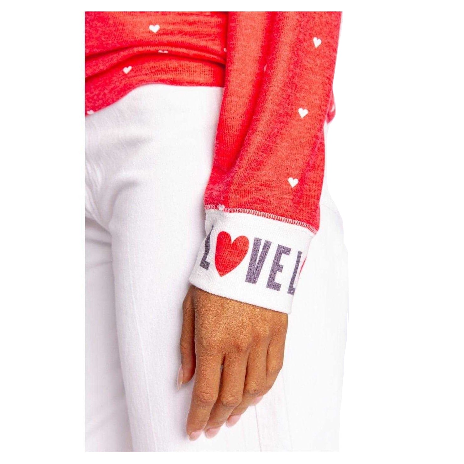 Red - Back - PJ Salvage Womens-Ladies Loved Hearts Relaxed Fit Raglan Pullover