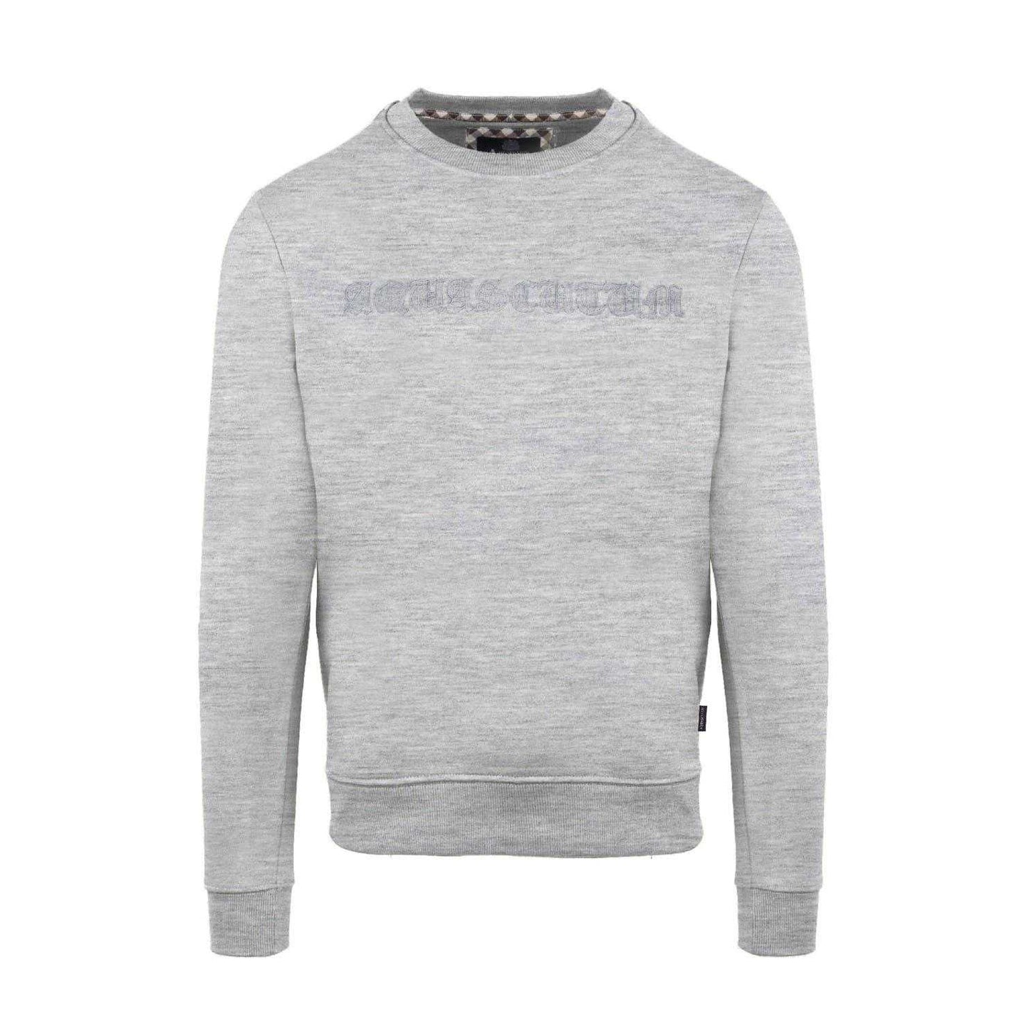 Grey - Front - Aquascutum Mens Ribbed Collar Sweatshirt