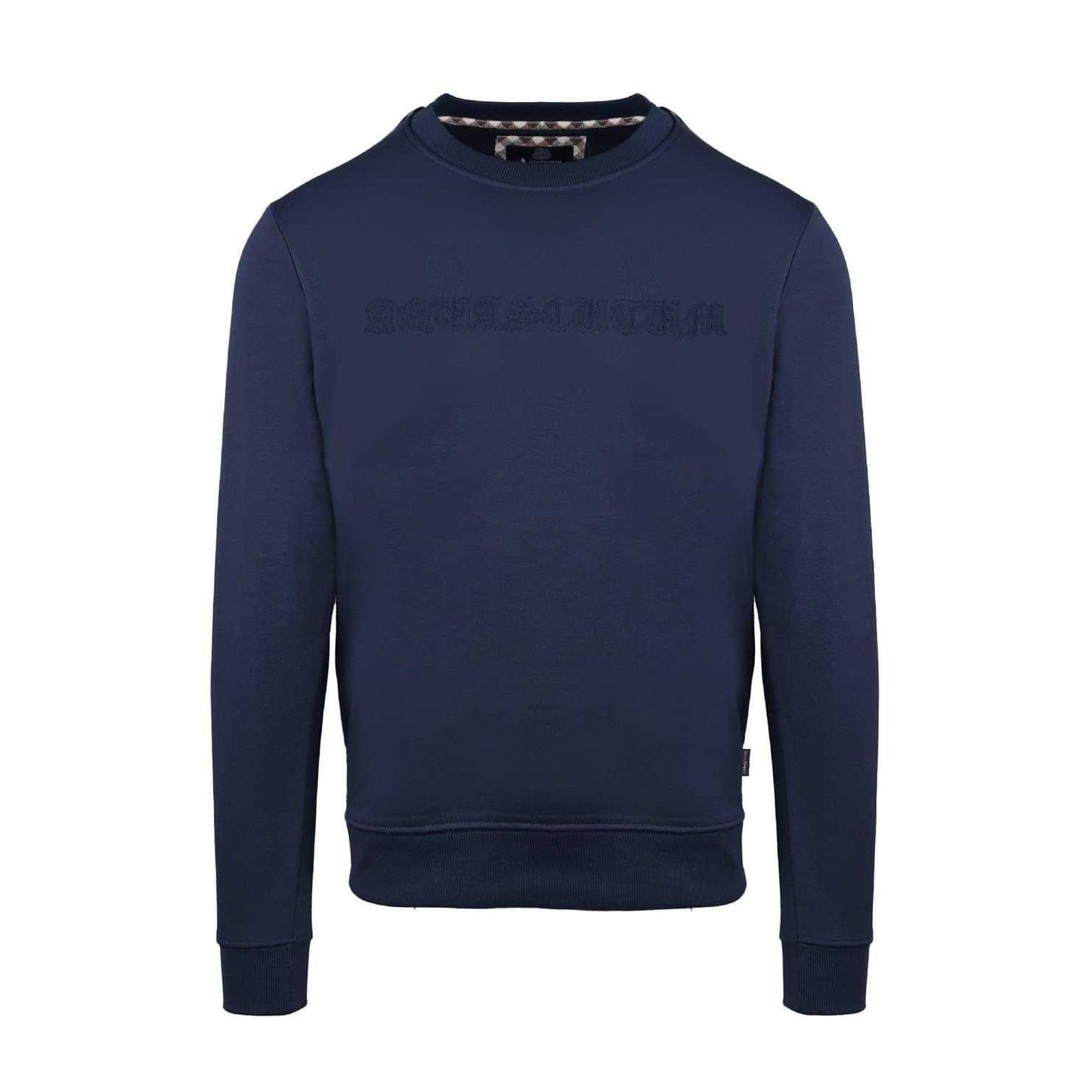 Navy - Front - Aquascutum Mens Ribbed Collar Sweatshirt