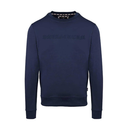 Navy - Front - Aquascutum Mens Ribbed Collar Sweatshirt