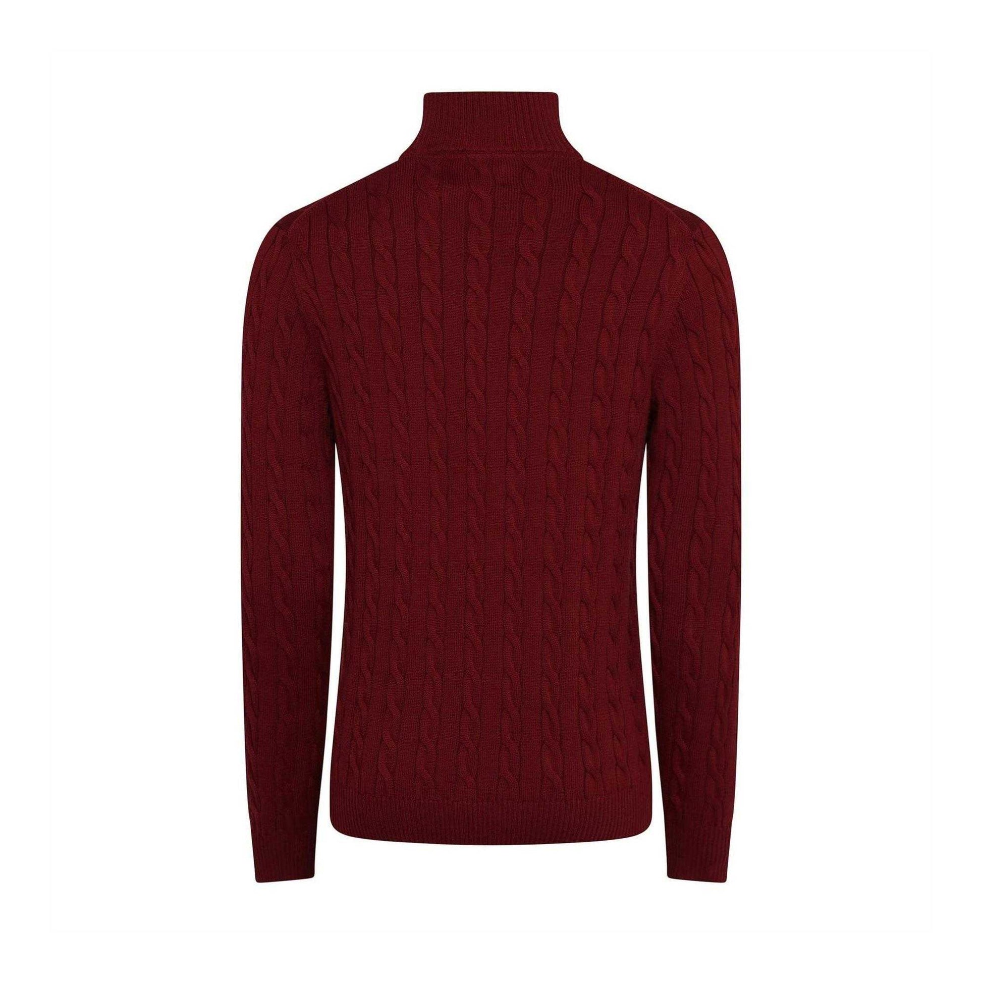 Red - Back - Gant Mens Cable Knit Half Zip Regular Jumper