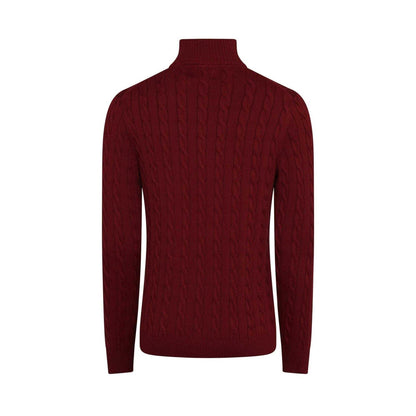 Red - Back - Gant Mens Cable Knit Half Zip Regular Jumper