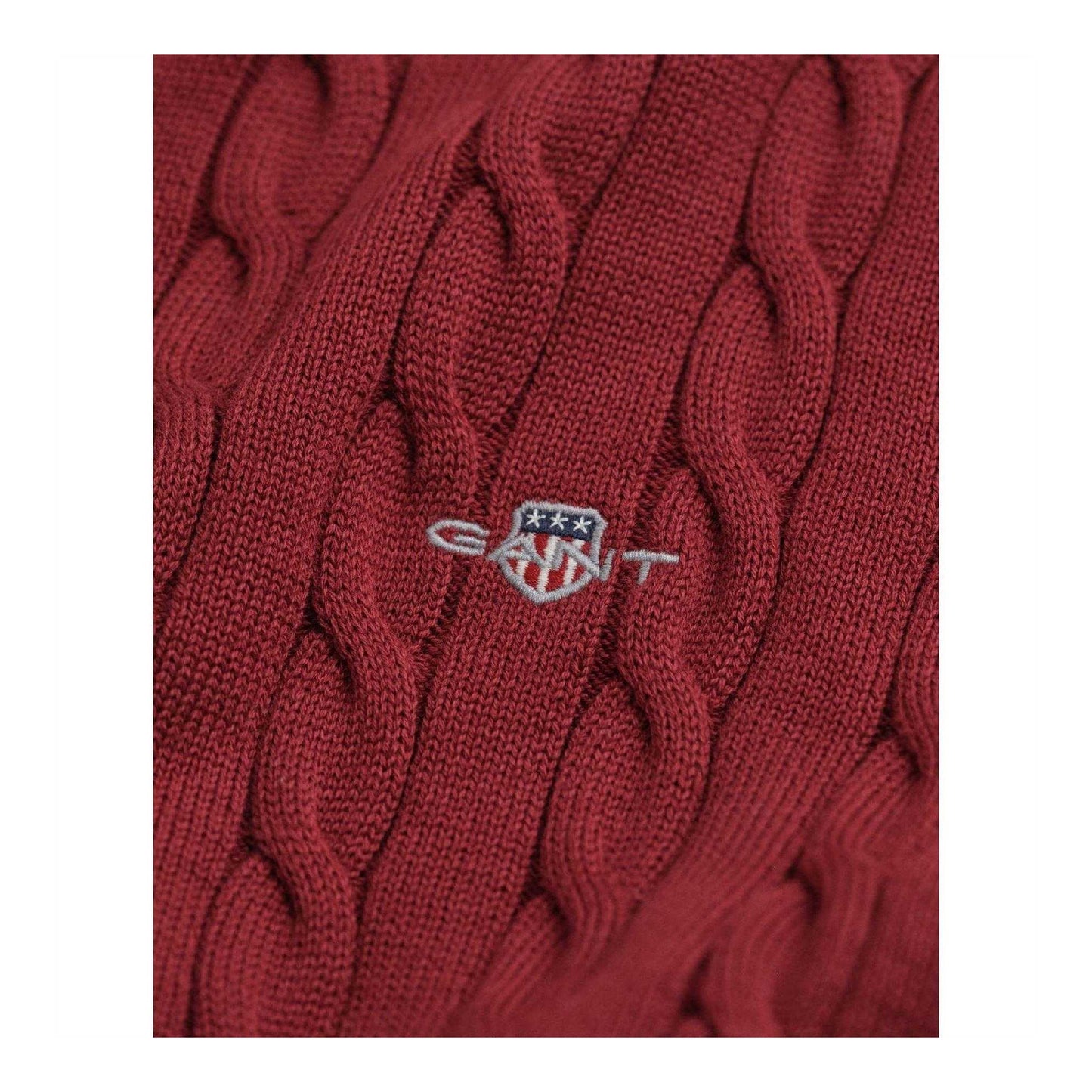 Red - Side - Gant Mens Cable Knit Half Zip Regular Jumper