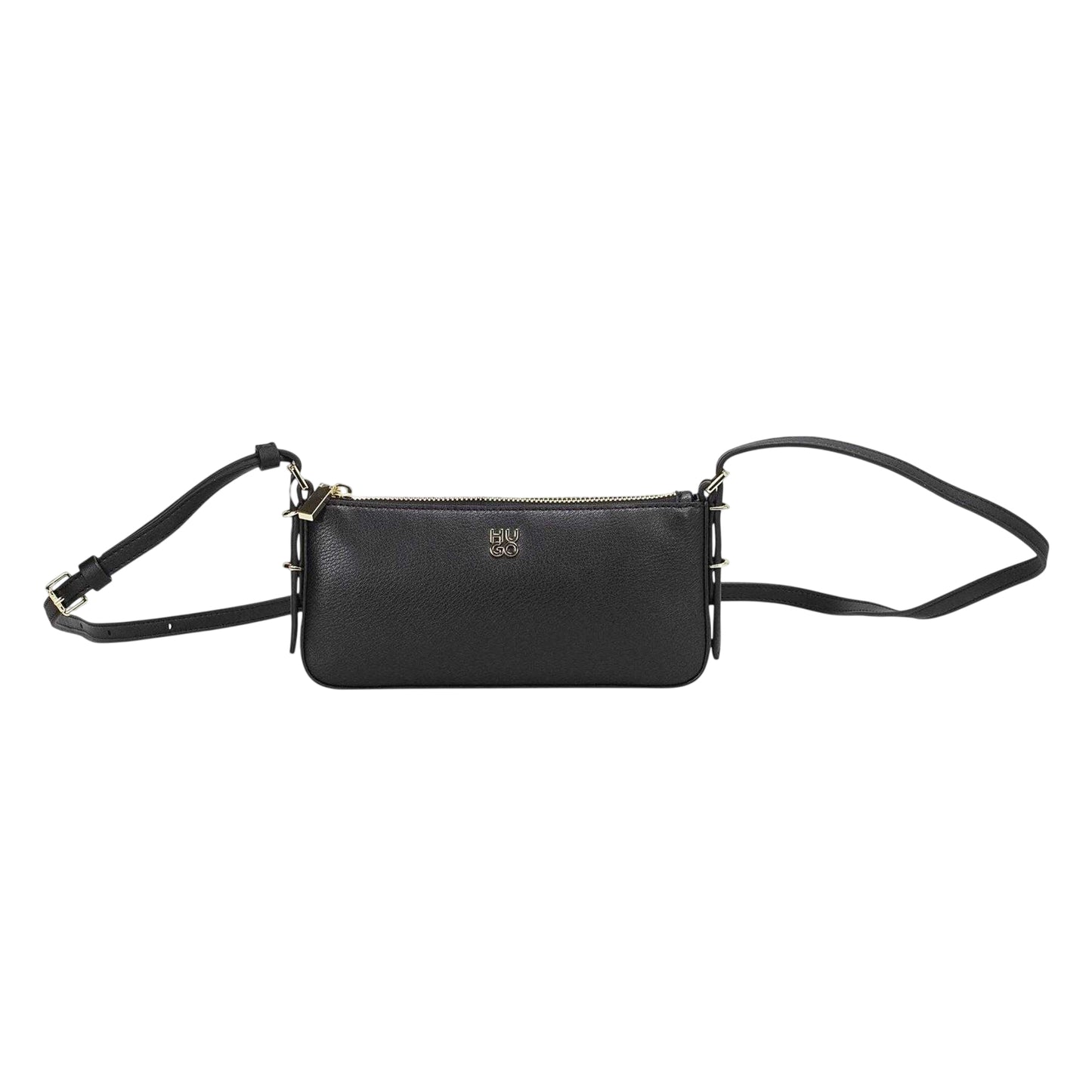 Black - Front - Hugo Womens-Ladies Logo Leather Crossbody Bag