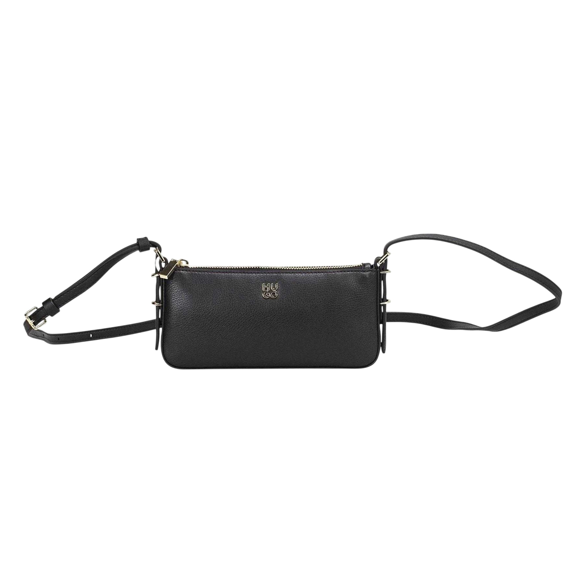Black - Front - Hugo Womens-Ladies Logo Leather Crossbody Bag