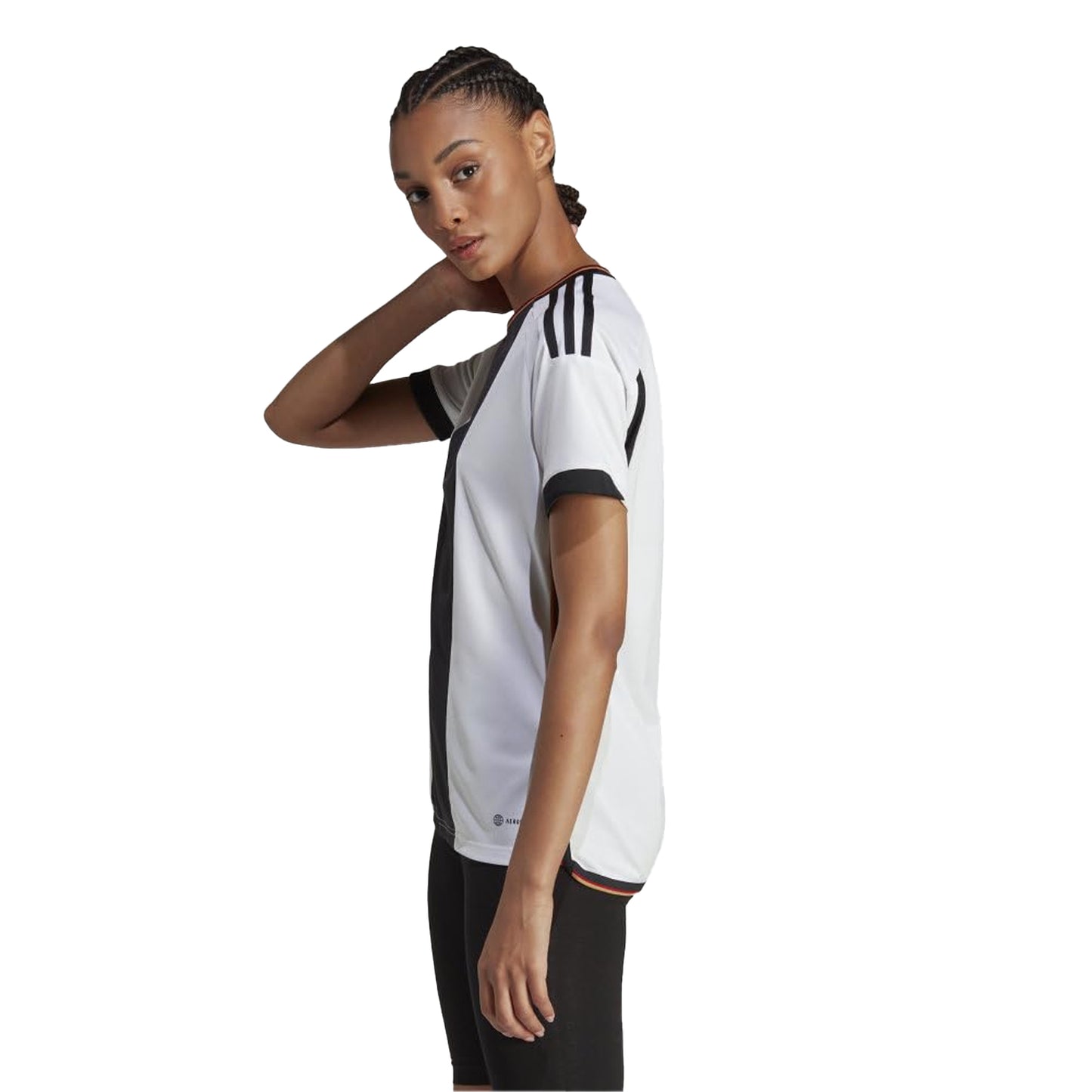 White - Side - Adidas Womens-Ladies AFC 2022 Germany Crew Neck T-Shirt