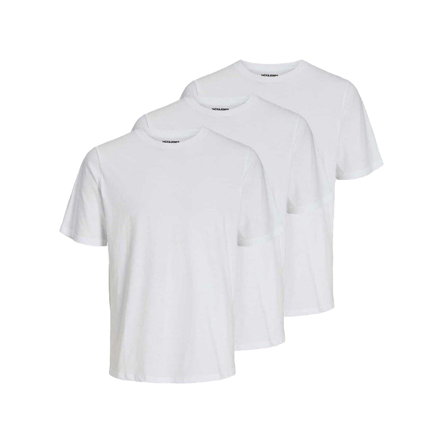White - Front - Jack And Jones Mens Jersey Crew Neck Short-Sleeved T-Shirt (Pack of 3)