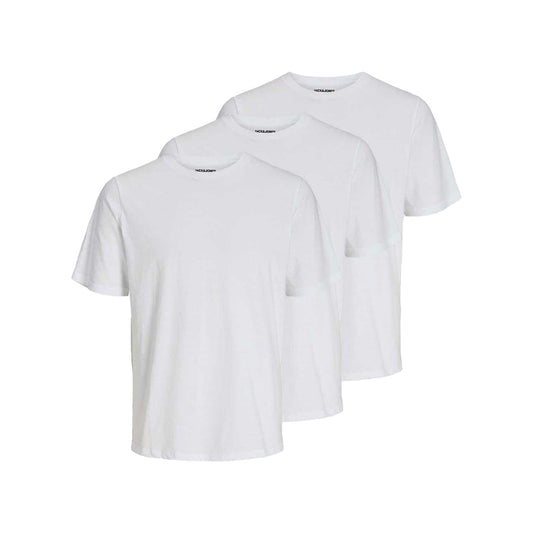 White - Front - Jack And Jones Mens Jersey Crew Neck Short-Sleeved T-Shirt (Pack of 3)