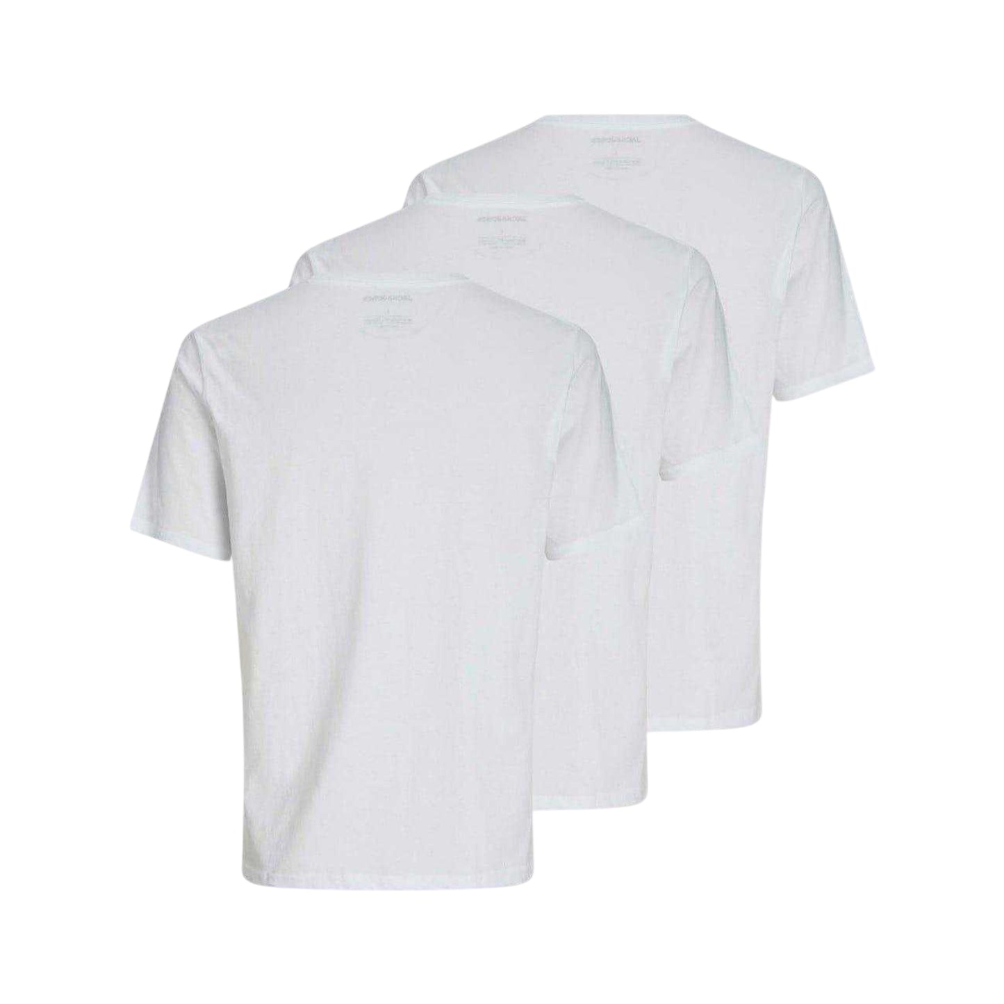 White - Back - Jack And Jones Mens Jersey Crew Neck Short-Sleeved T-Shirt (Pack of 3)