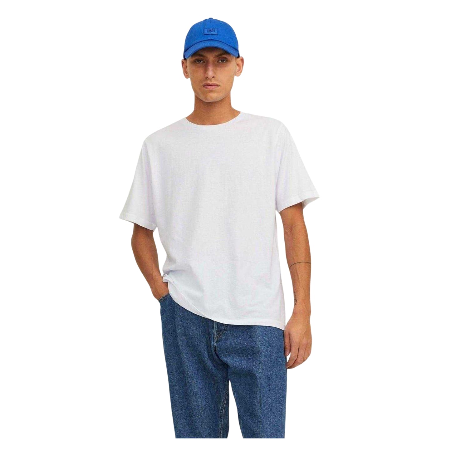 White - Side - Jack And Jones Mens Jersey Crew Neck Short-Sleeved T-Shirt (Pack of 3)