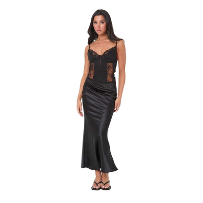 Black - Side - I Saw It First Womens-Ladies Lace Corset Top
