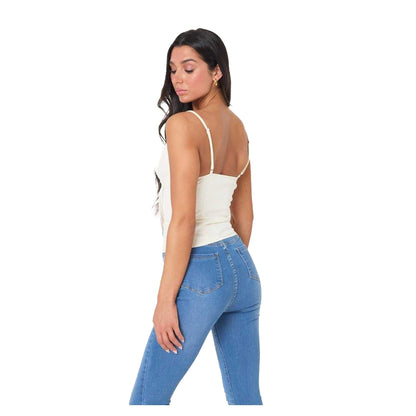 Cream - Back - I Saw It First Womens-Ladies Lace Corset Top