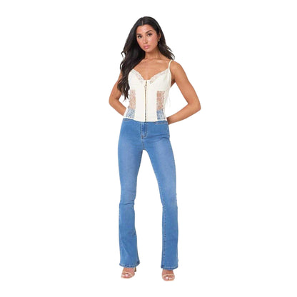 Cream - Side - I Saw It First Womens-Ladies Lace Corset Top
