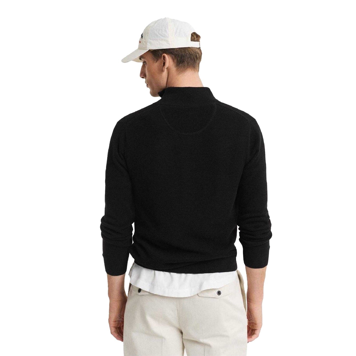 Black - Back - Gant Mens Pique Half Zip Jumper