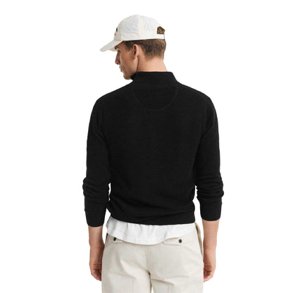 Black - Back - Gant Mens Pique Half Zip Jumper