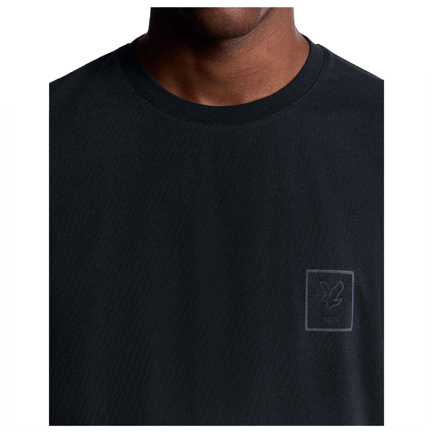Blue - Side - Lyle & Scott Mens Tonal Logo Regular T-Shirt