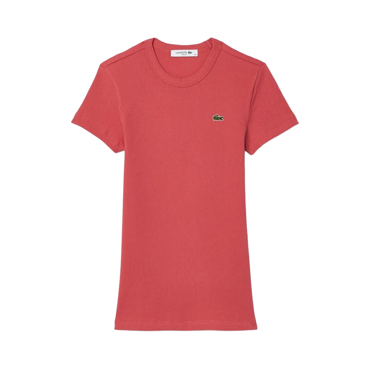 Red - Front - Lacoste Womens-Ladies Ribbed Slim T-Shirt