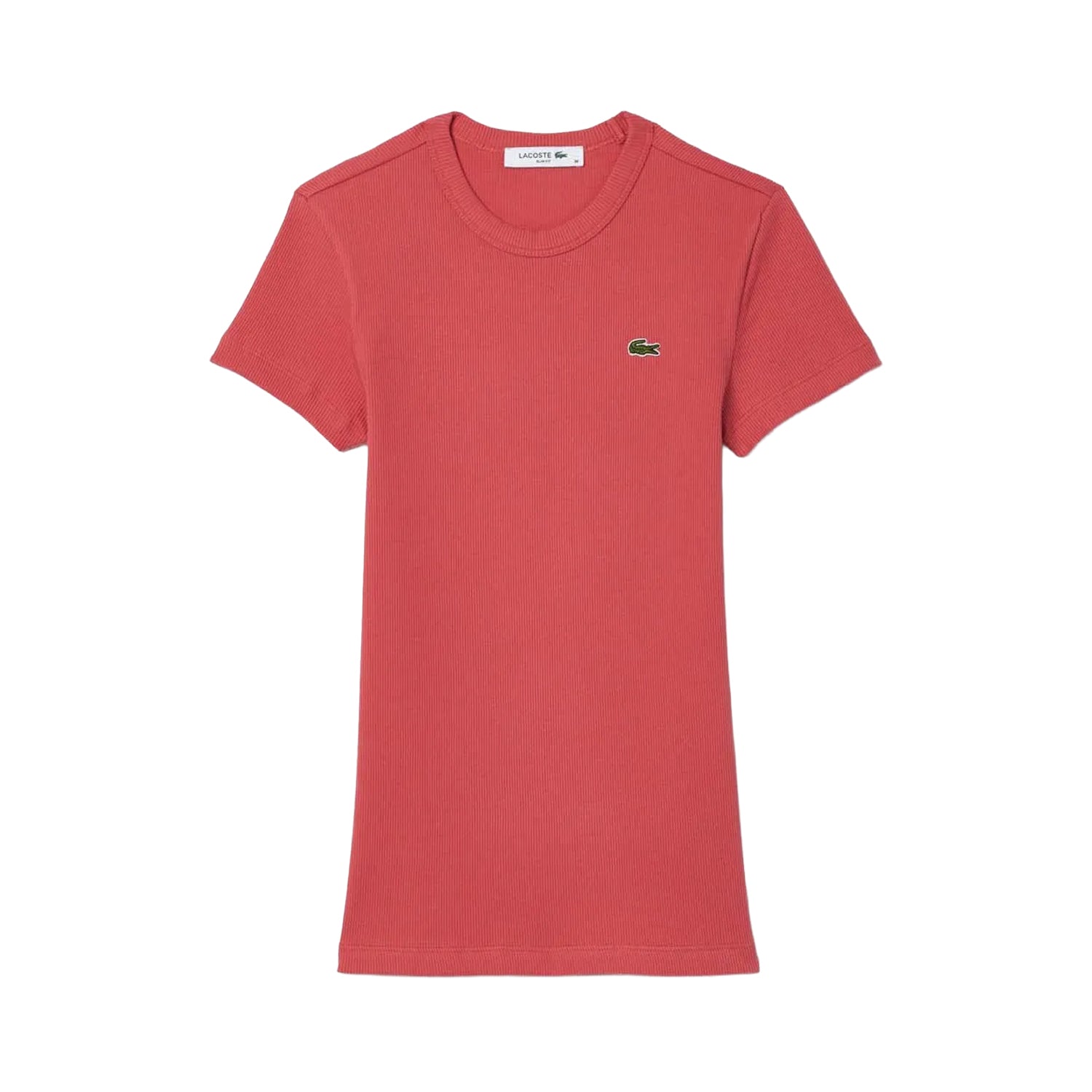 Red - Front - Lacoste Womens-Ladies Ribbed Slim T-Shirt