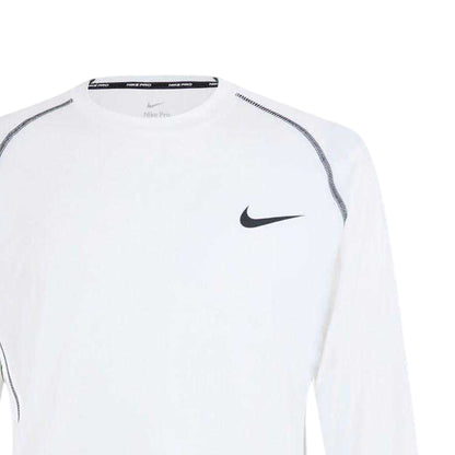 White - Side - Nike Mens Pro Contrast Slim Raglan Base Layer Top