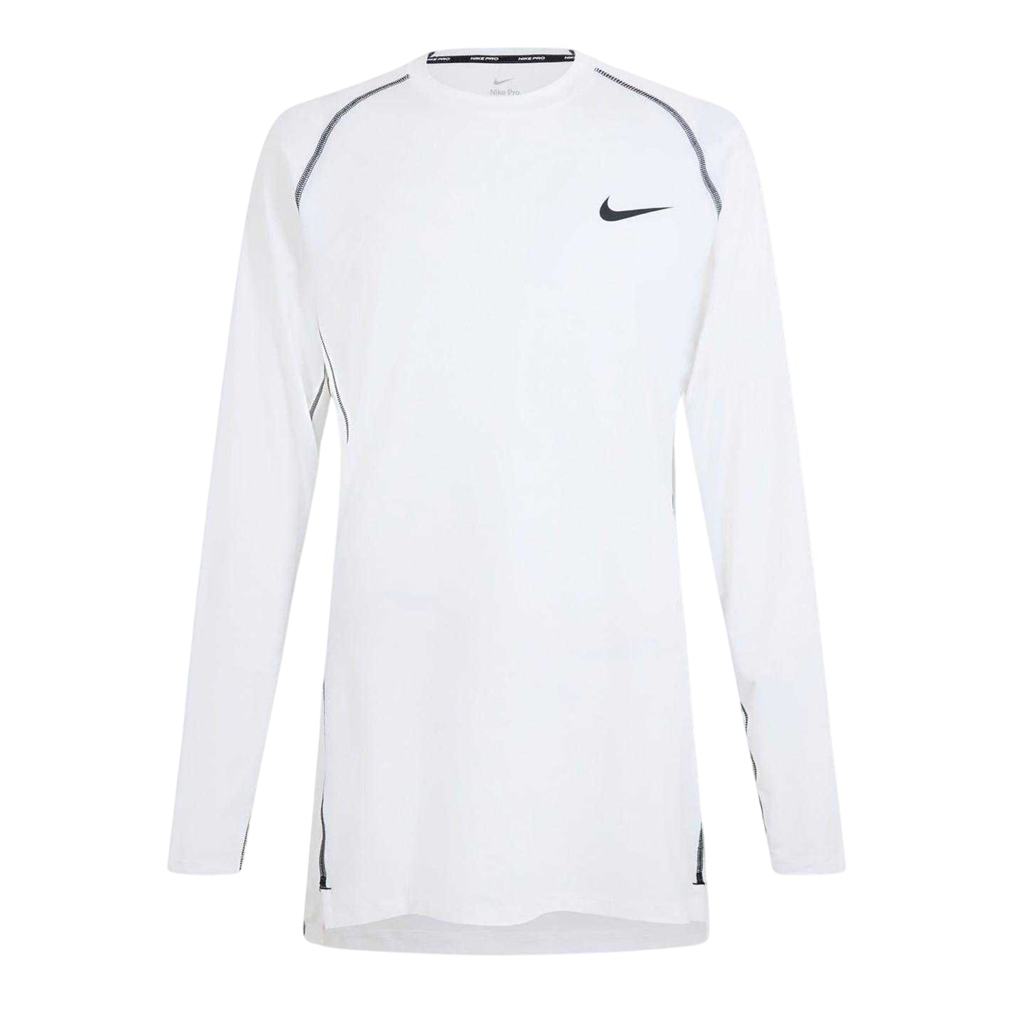 White - Front - Nike Mens Pro Contrast Slim Raglan Base Layer Top