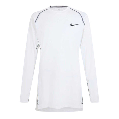 White - Front - Nike Mens Pro Contrast Slim Raglan Base Layer Top