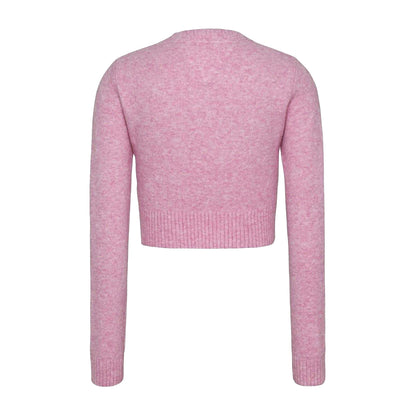 Pink Crush Heather - Back - Tommy Jeans Womens-Ladies Cropped Slim Jumper