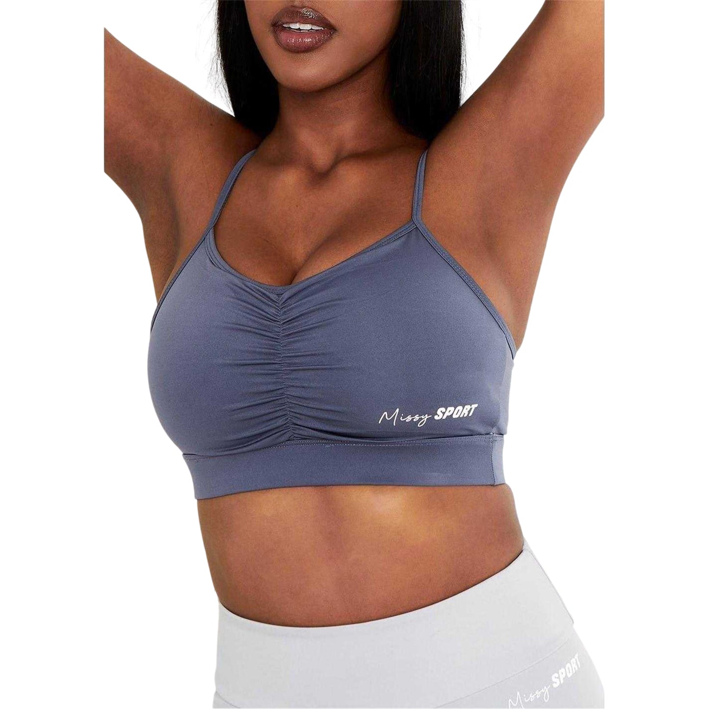 Navy - Front - Missy Empire Womens-Ladies Ruched Fitted Crop Top