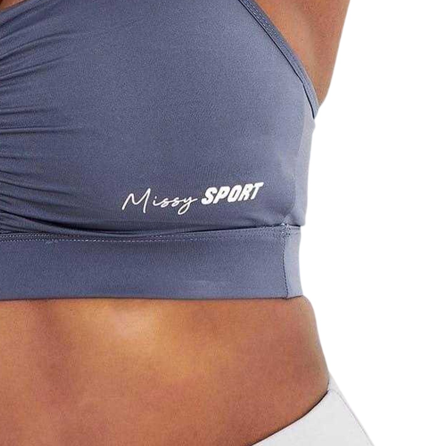 Navy - Back - Missy Empire Womens-Ladies Ruched Fitted Crop Top