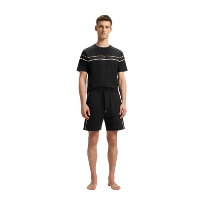Black - Side - Boss Mens Cotton Tape Straight Shorts